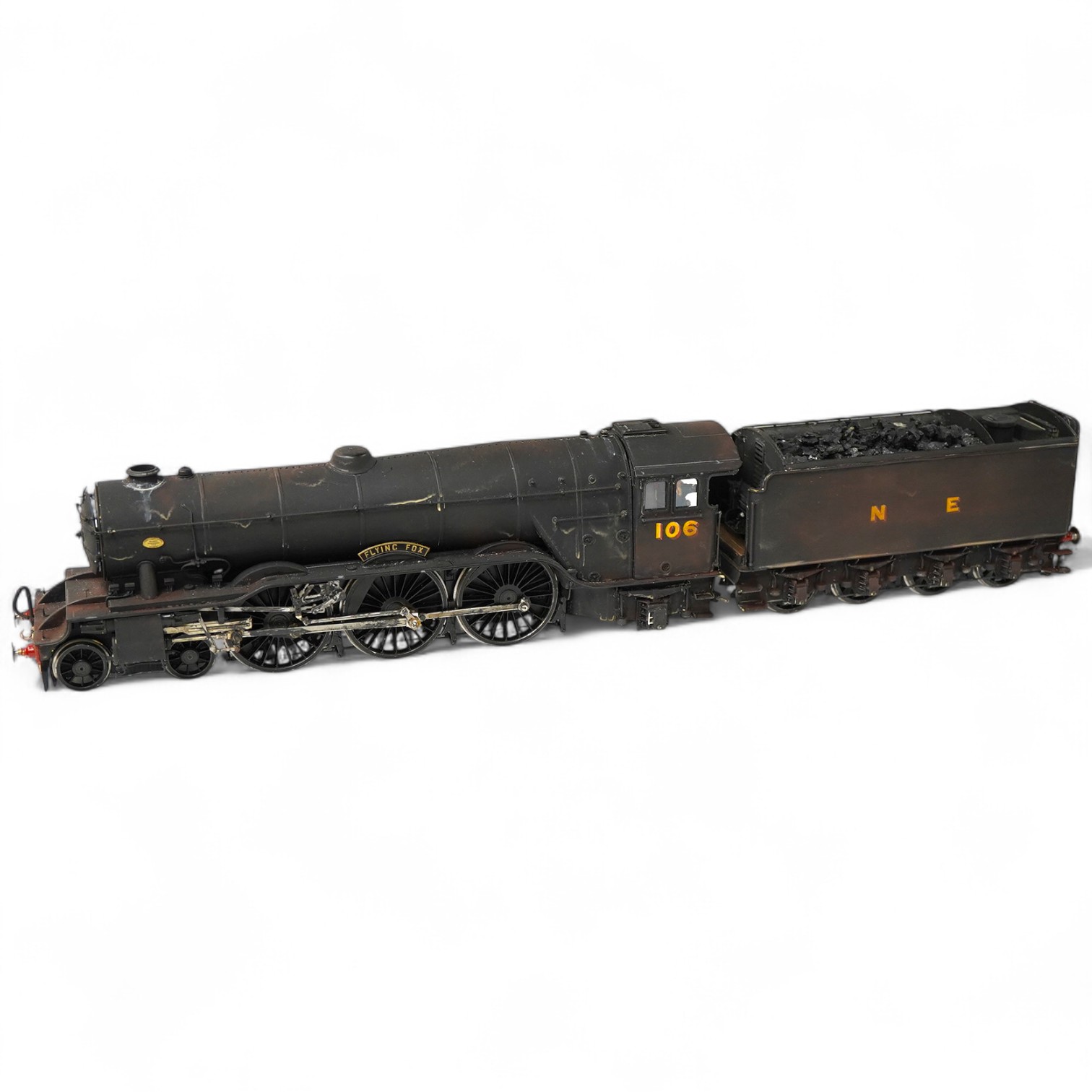 An 0 gauge scratch built model railway locomotive by John Worsley, a London & North Eastern Railway class A3 4-6-2, Flying Fox 106, a highly detailed model in brass, white metal and plasticard, with opening smoke box doo